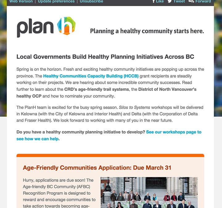 Local Governments Build Healthy Planning Initiatives Across BC: March E-News