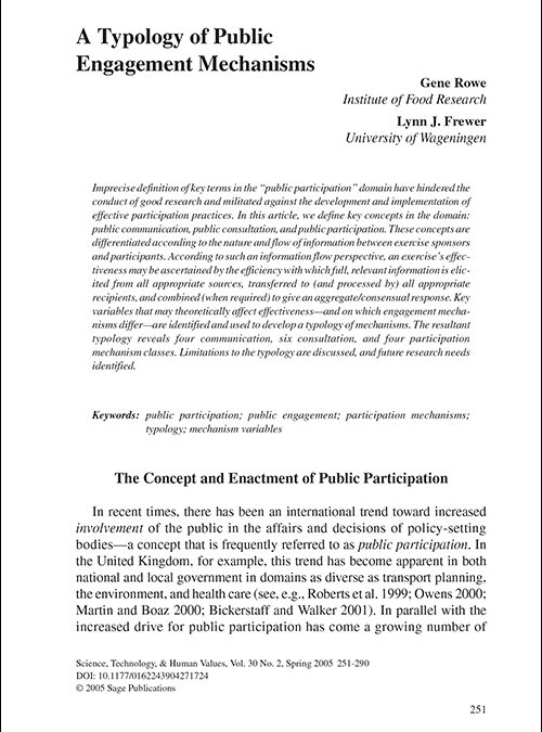 A Typology of Public Engagement Mechanisms