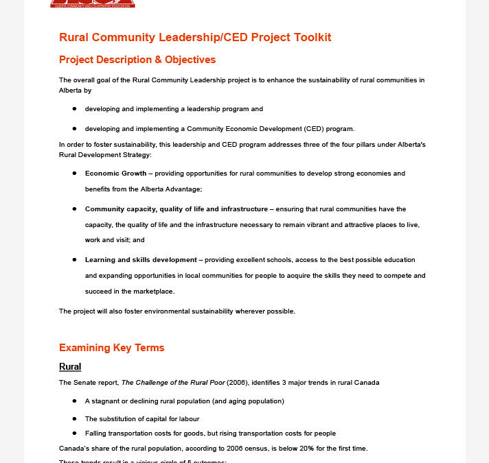 Rural Community Leadership/CED Project Toolkit