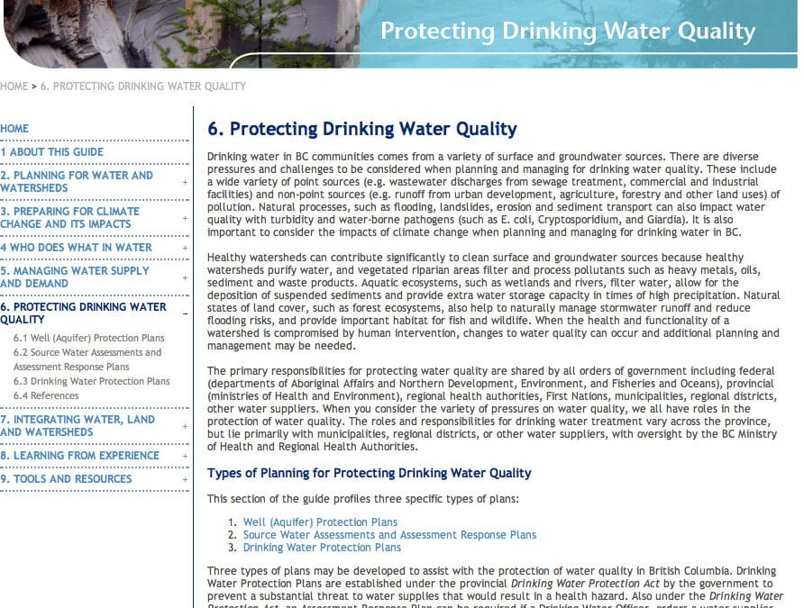 Protecting Drinking Water Quality, Rethinking Our Water Ways