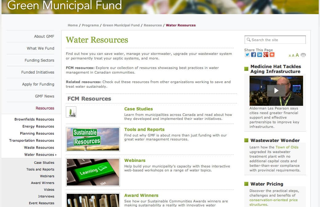 Green Municipal Fund, Water Resources